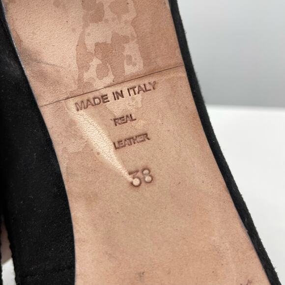 L.K. Bennett Lara Black Suede Mesh Peep Toe Booties Heels 38 7 Dark Romantic - Picture 12 of 12